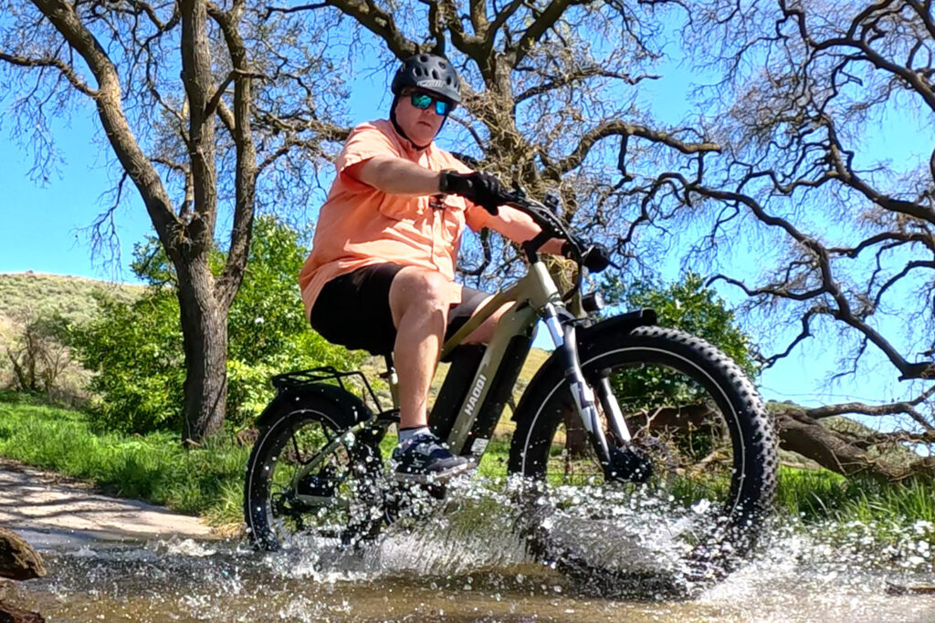 HAOQI Cheetah Full Suspension e-Bike and Rider